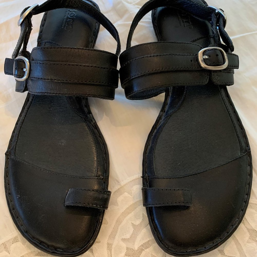 Born Black Leather Sandals Size 10